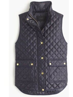 J. Crew Vest- Down Insulated Shiny Quilted Field Puffer - Navy